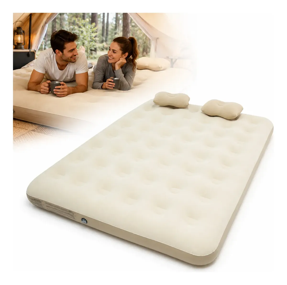 Colchão Inflável Queen Para Camping Super Resistente 300kg